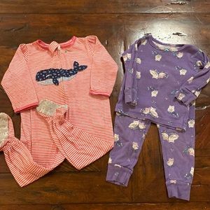 Baby Girls Bundle Lot of 2 Pairs Size 12 Months Pajamas, One Footie, One Set